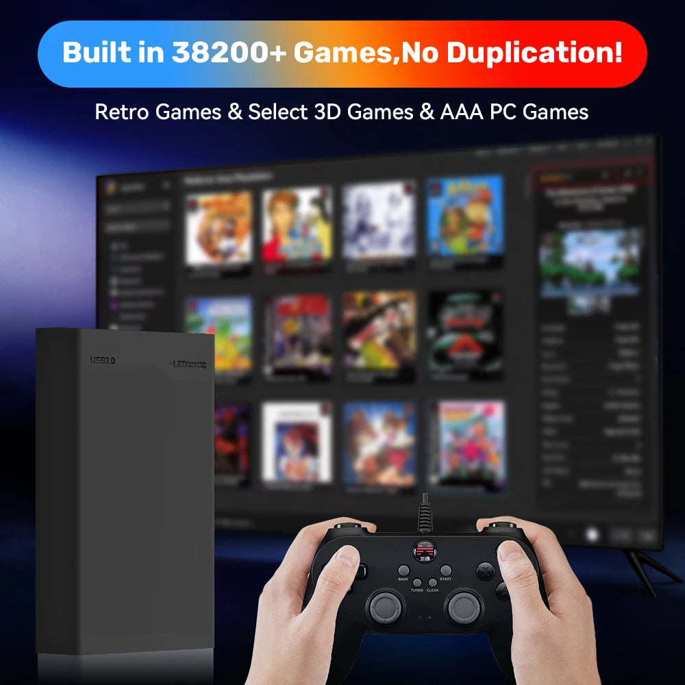 500GB Gaming HDD Retrobat & Launchbox Console with 38200+ Games