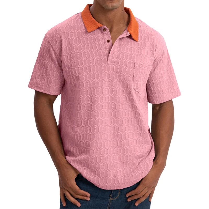 Men s Short Sleeve Patchwork Turn Down Collar Button Up Casual Shirt Fit Summer Fashion Top Streetwear