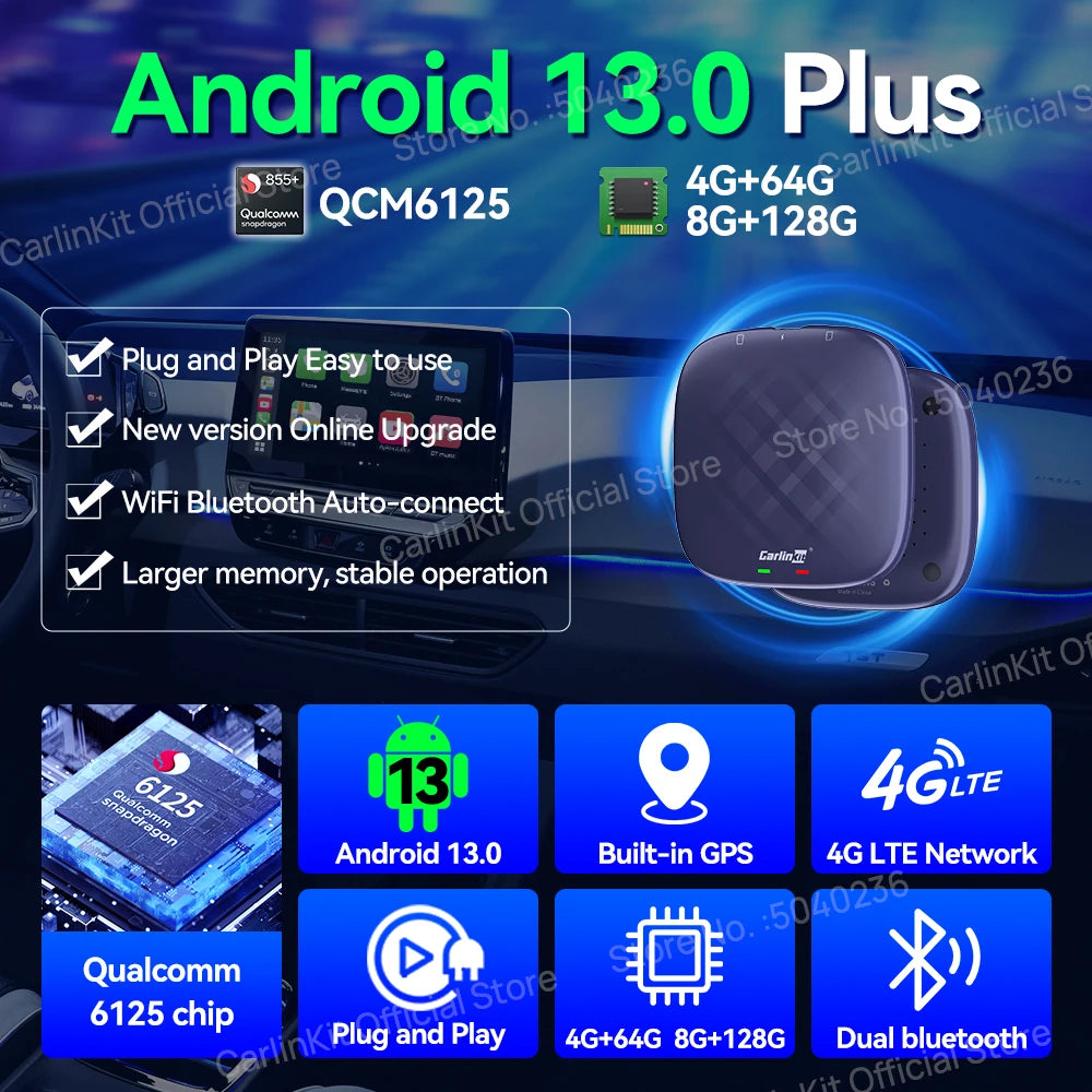 CarlinKit 8G+128G Android 13 CarPlay AI Box Upgrade