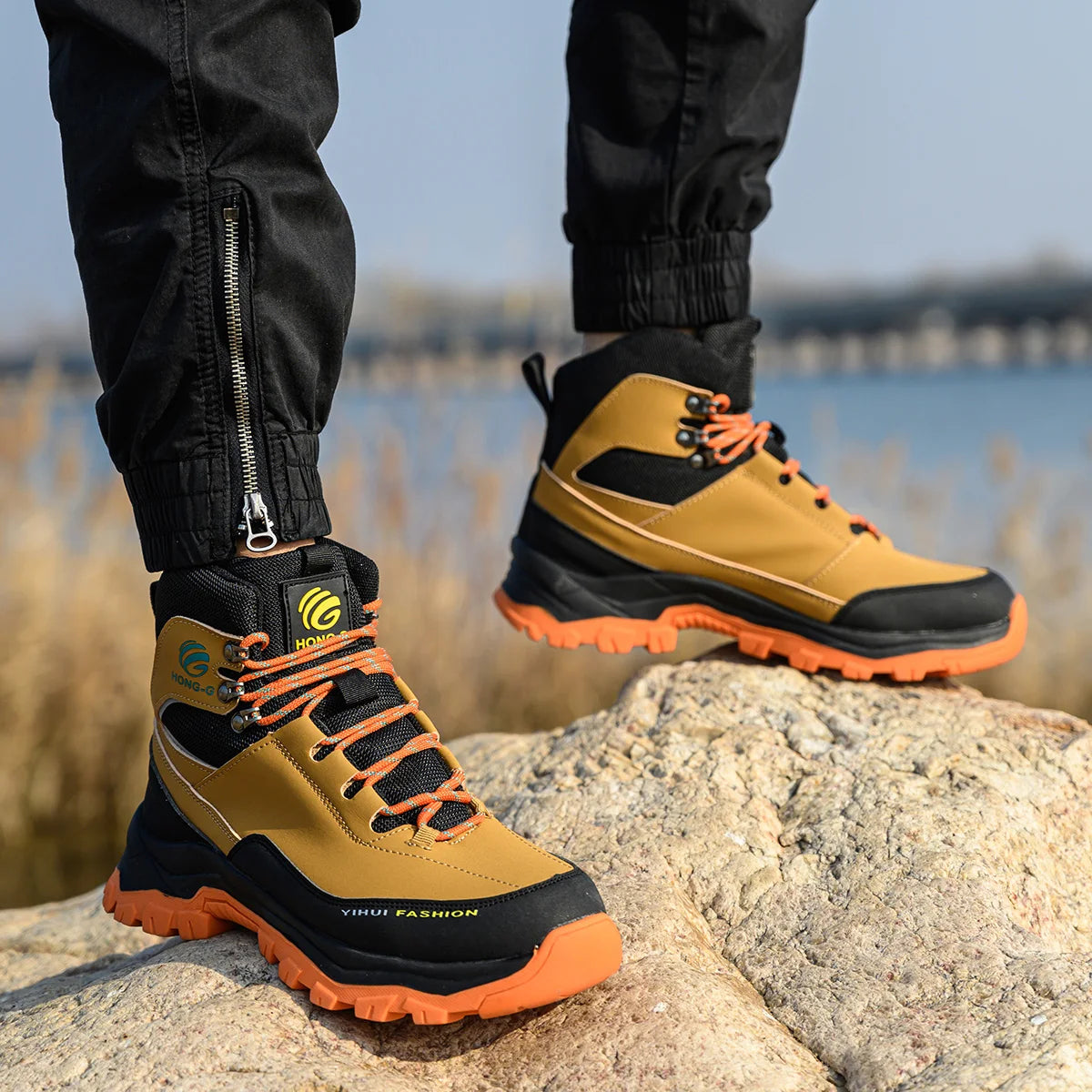 Kankeirr Safety Shoes Men Steel Toe Work Boots Durable