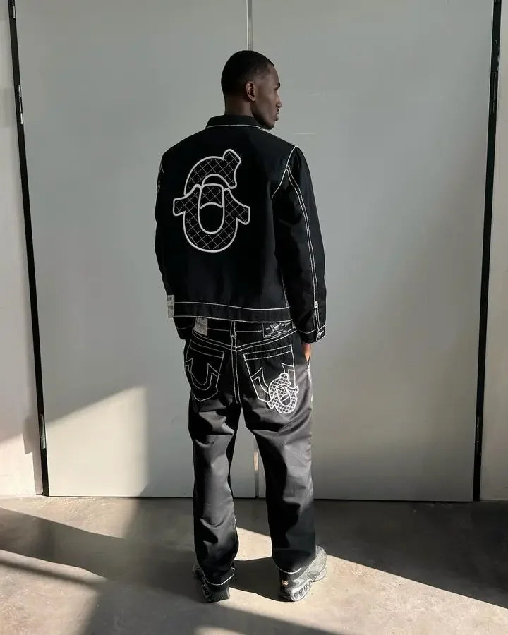Retro Y2k Denim Leather Jacket Thickening Men Clothing