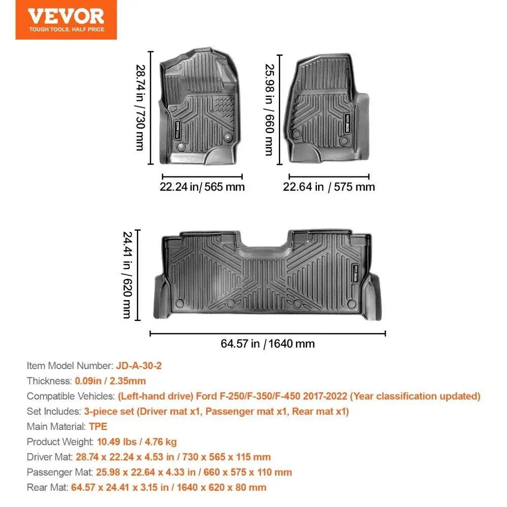 Floor Mats Ford F-250 /F-350/F-450 2017-2022 3 pcs