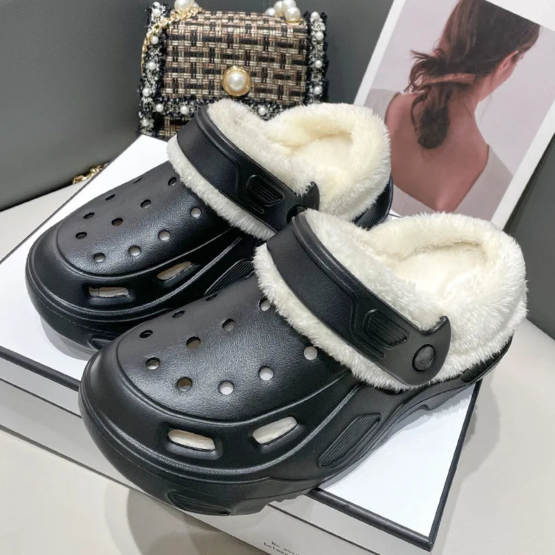 Women's winter slippers with plush cotton soft indoor non-slip shoes flat shoes family bedroom EVA slippers women's shoes