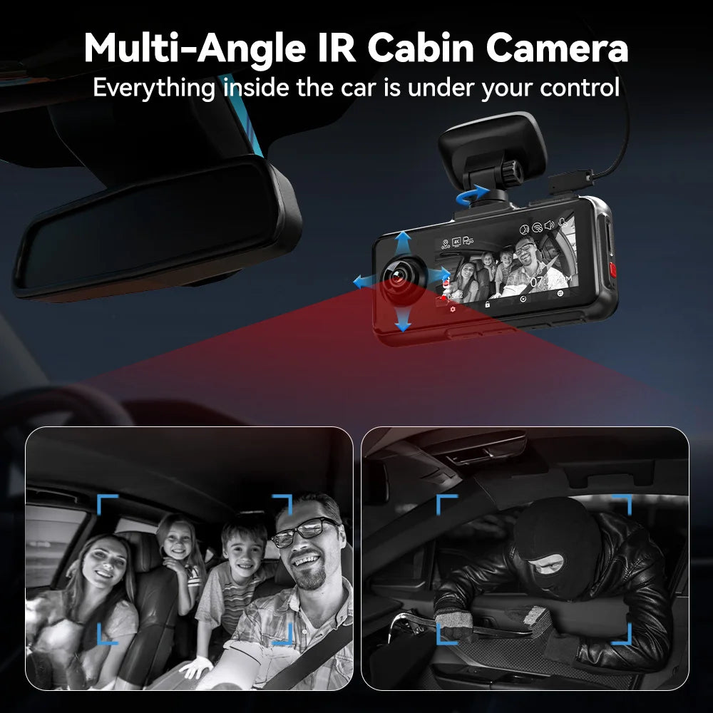 REDTIGER A6 4K Dash Cam WiFi GPS Night Vision 3 Cameras