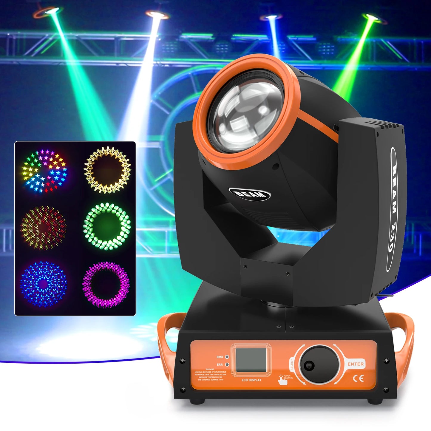 U'King 230W Moving Head Stage Light 16CH DMX512 Beam 7R DJ Projector Disco Party Show Professional Stage Equipment Effect Light