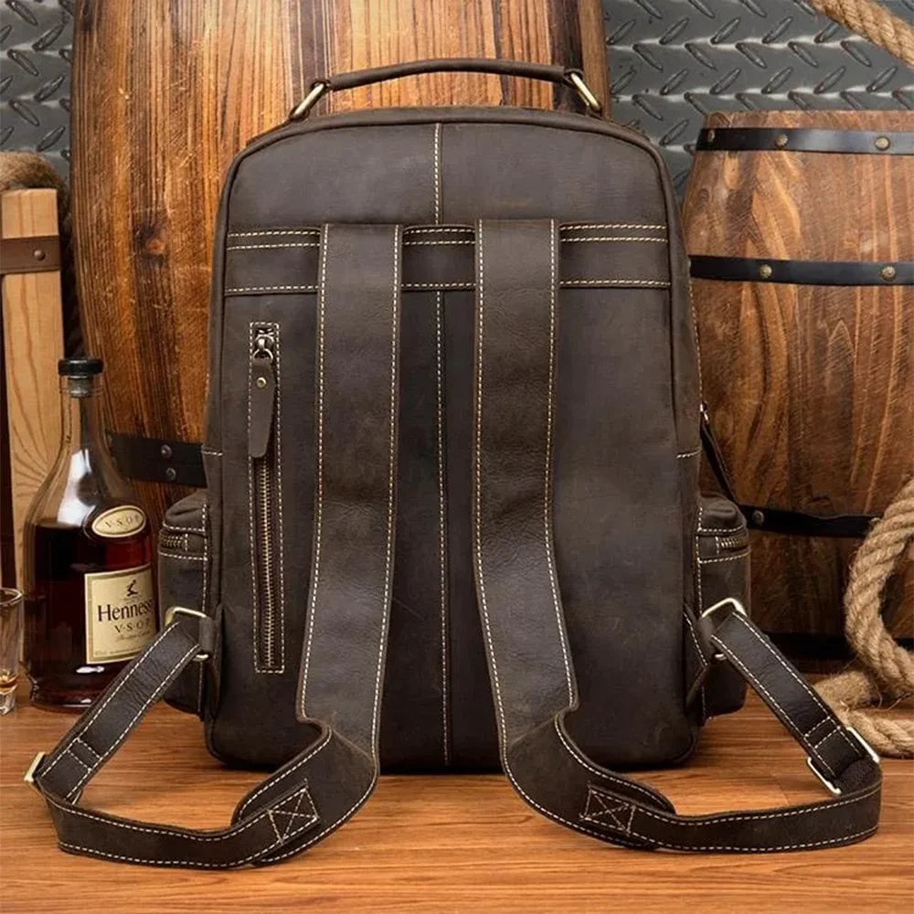 Backpack Genuine Vintage Leather Backpack Business Bag Vintage Cow Leather Travel Backpack Men Daypack School Bags