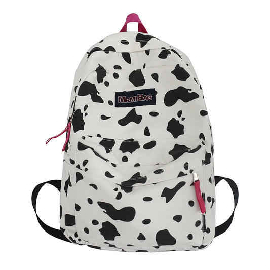 Women Canvas Zebra Cow Pattern Print Backpack Preppy Style Ladies Large Handbags Ladies Girl Backpack Preppy Style Travel Bag