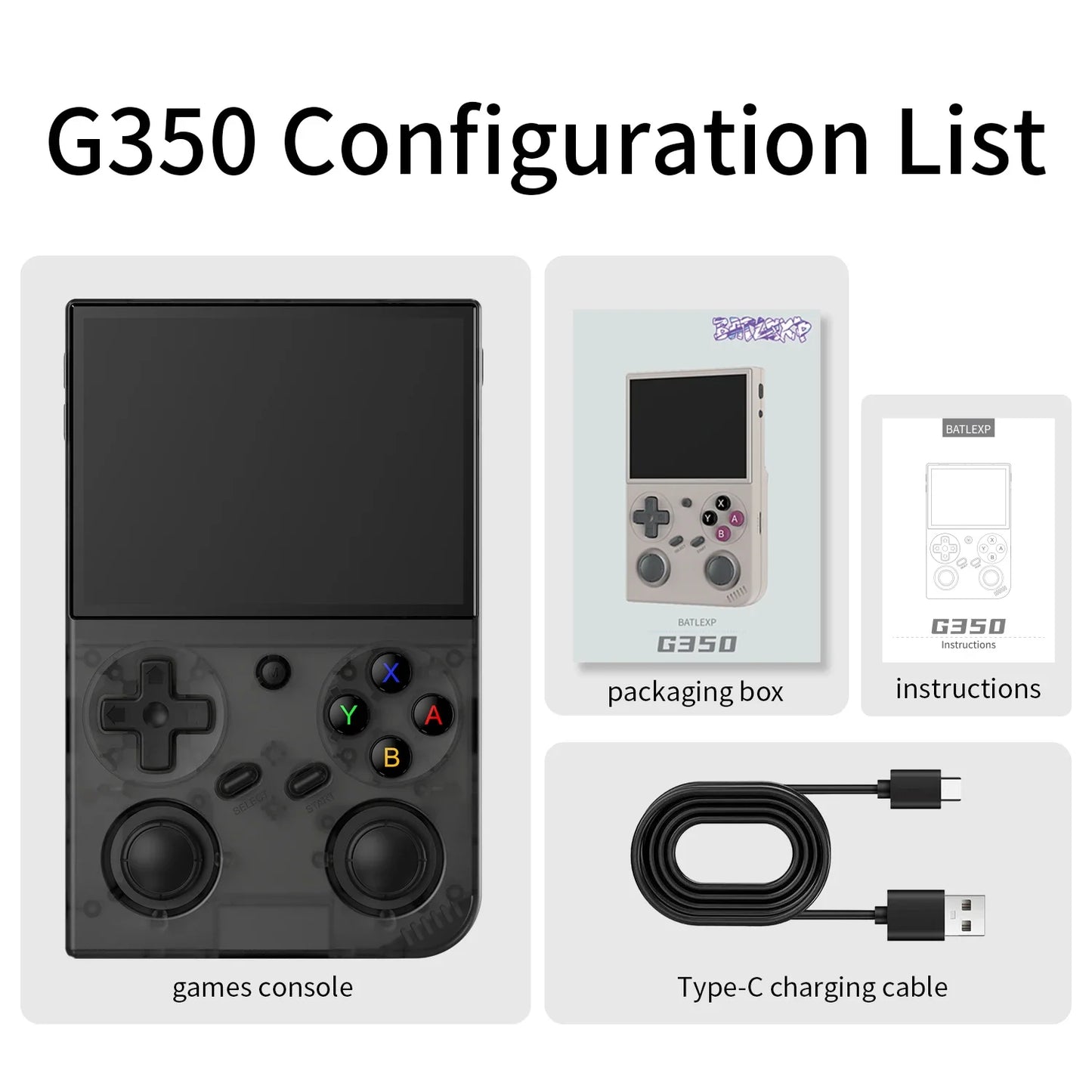 BATLEXP G350 Handheld Game Console 3.5'' IPS Screen Linux System Dual Joystick Vibration Motor Retro Portable Video Console Gift