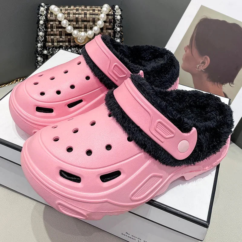 Women's winter slippers with plush cotton soft indoor non-slip shoes flat shoes family bedroom EVA slippers women's shoes