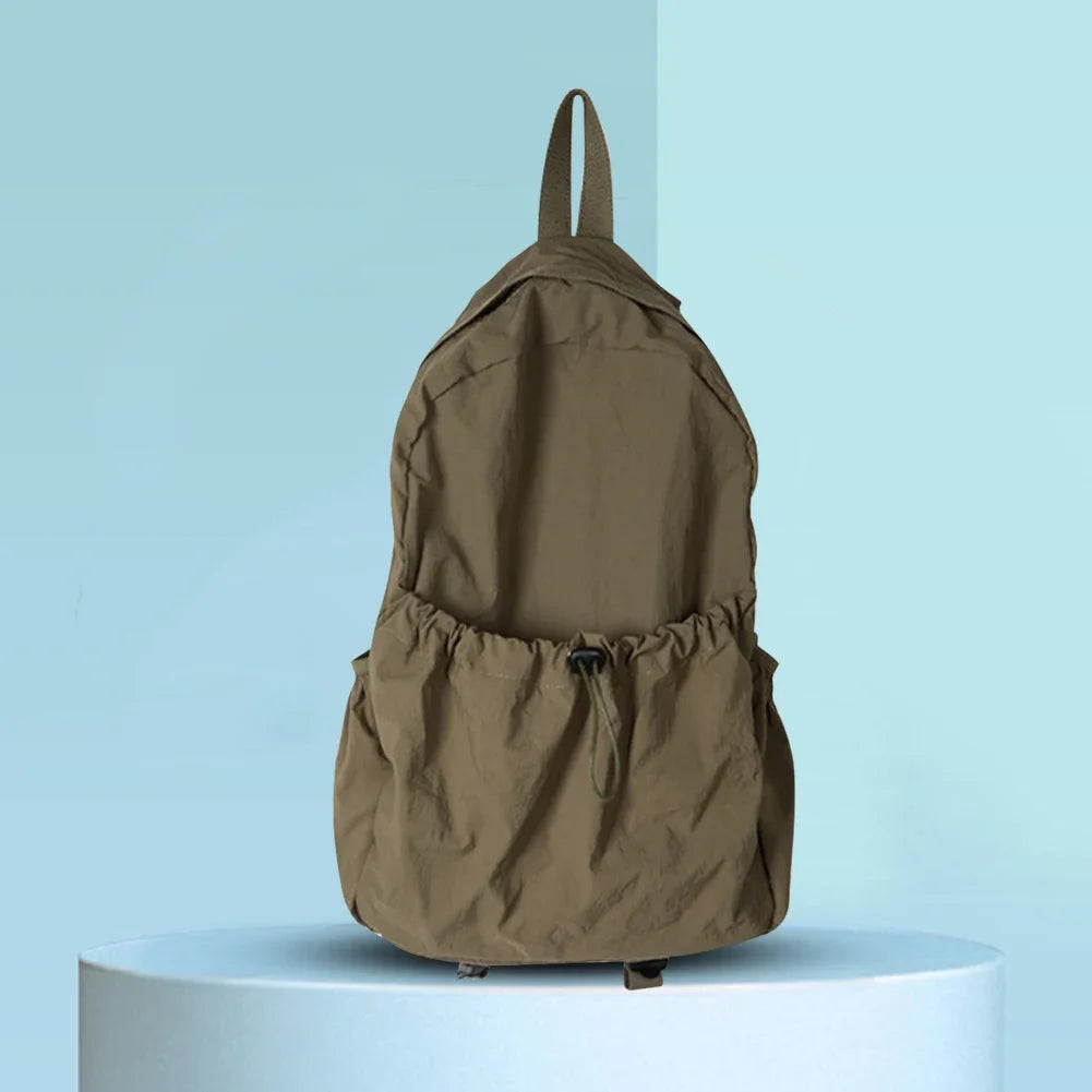 Ladies Backpack Nylon Fashion Women Middle Student Backpack Light Weight Large Capacity Portable Drawstring Teenage Girls Boys