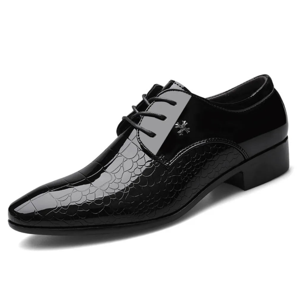 Closure Cracked Stripe Derby Shoes Mens Formal Oxford
