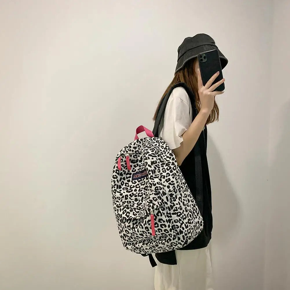 Women Canvas Zebra Cow Pattern Print Backpack Preppy Style Ladies Large Handbags Ladies Girl Backpack Preppy Style Travel Bag