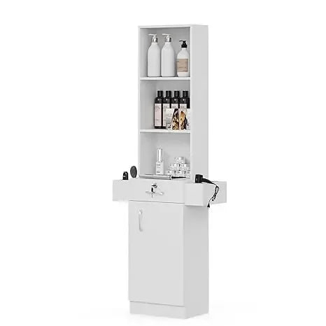 Wall Mount Salon Storage Station, Barber Stations Hair Salon Station, Beauty Salon Spa Equipment, Salon Trolley for Hair Styling