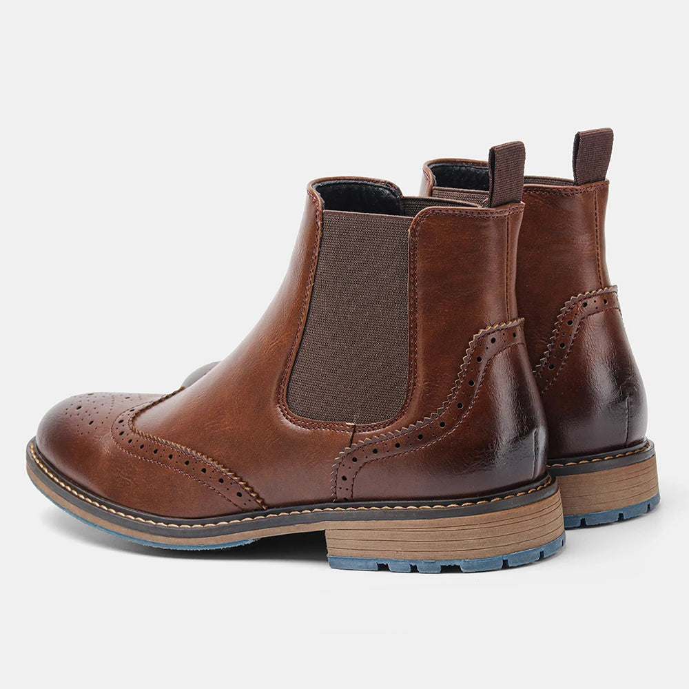 Zhejiang Classic Brogue Chelsea Boots For Men Leather