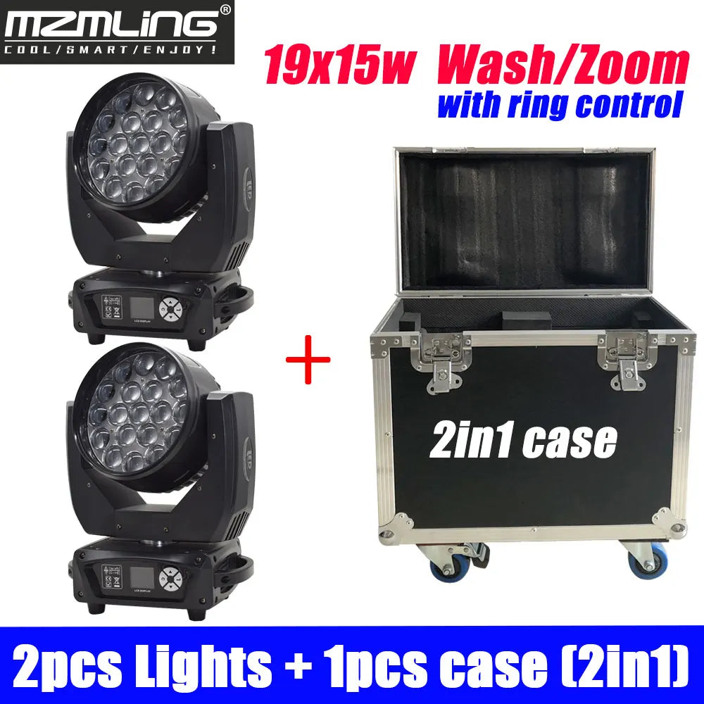 Ship From Local Warehouse 19x15w RGBW 4in1 Wash/Zoom Light With Ring Control DMX512 Moving Head Light DJ/Bar Stage Light