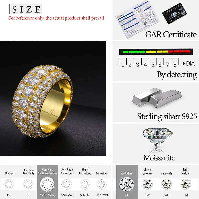 Jewelry Moissanite Rings Pave S925 Sterling Silver