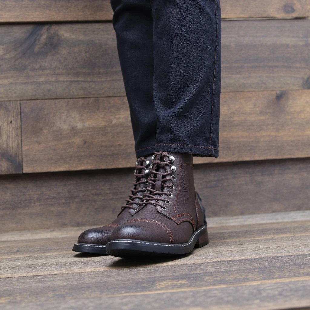 Hecrafted Men Ankle Boots Western Style Comfortable