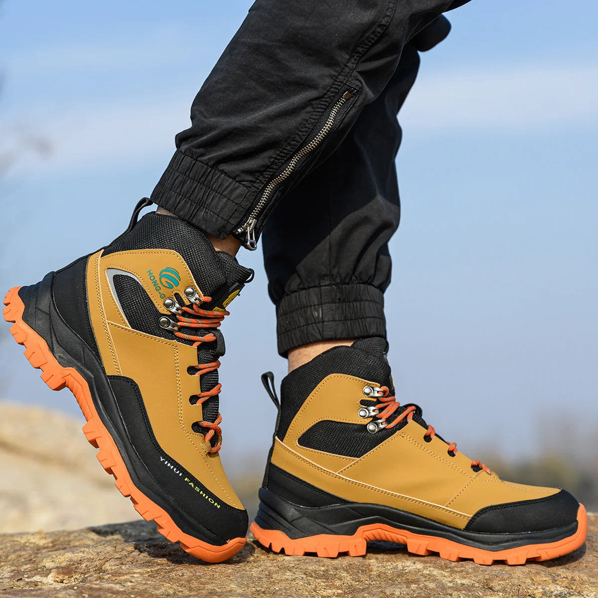 Kankeirr Safety Shoes Men Steel Toe Work Boots Durable