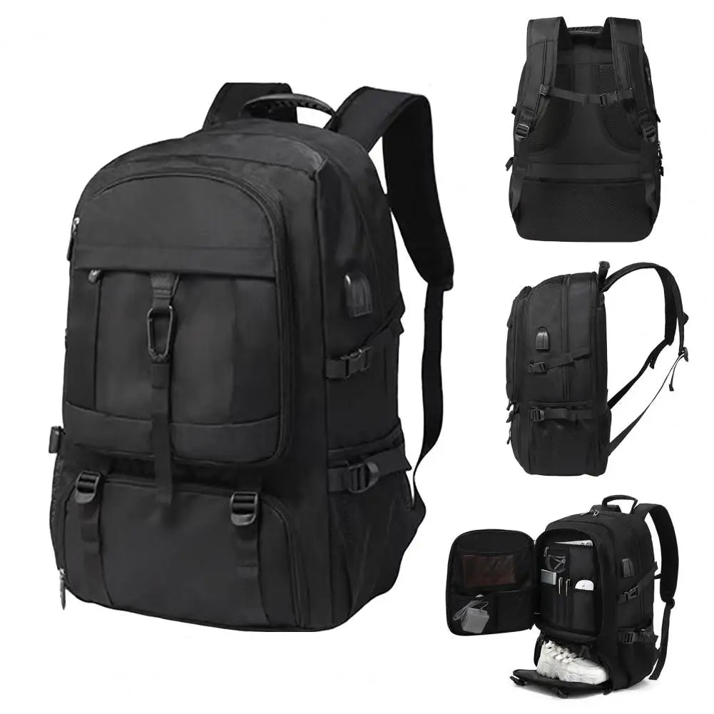 50/80L Men's USB Charging Port Laptop Bag School Bags For Boys Male Motorcycle Waterproof Business Sports Travel Backpack Men