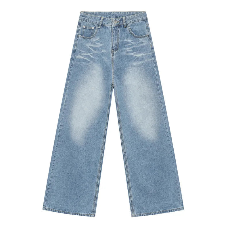 IEFB Straight Male Jeans Vintage Men's Denim Pants Tie-dyed Design