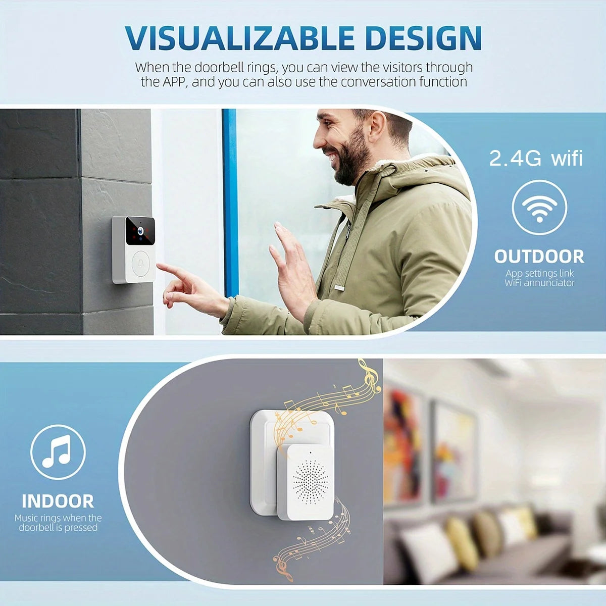 Tuya Smart Video Doorbell Camera HD Wireless for Home Security