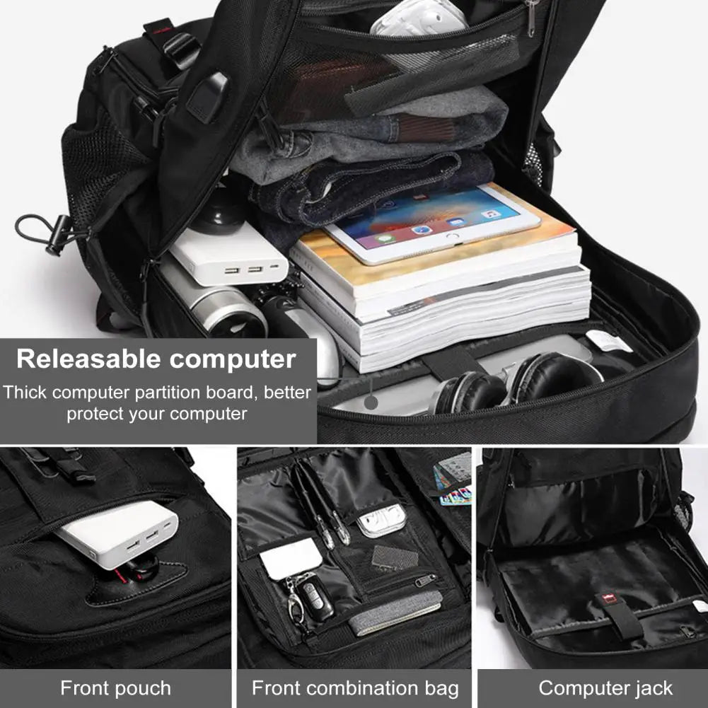 Travel Backpack Capacity Waterproof Backpack with Usb Charging Port for Hiking Business Adjustable Shoulder Strap College