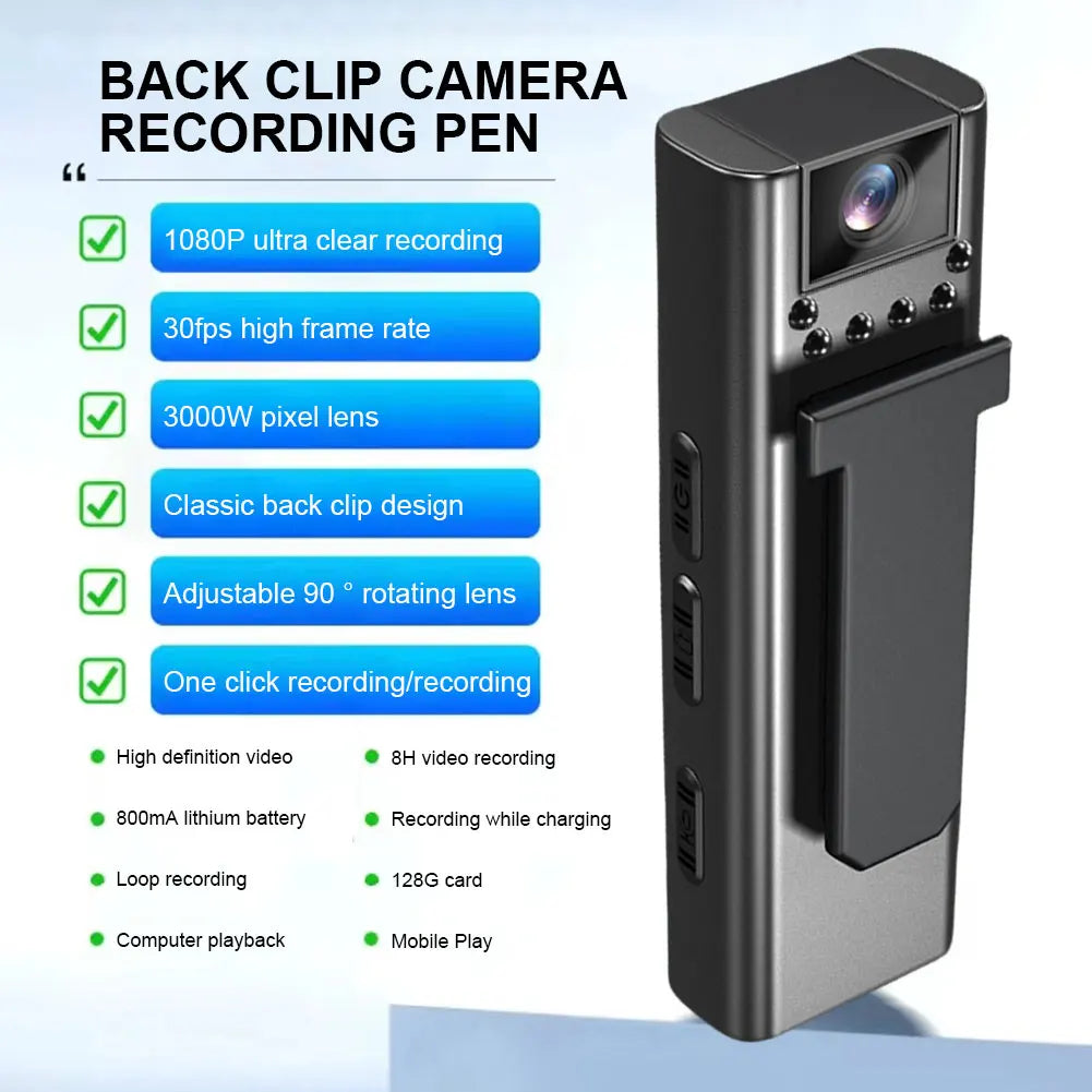Small Camcorder 1080P HD Portable Law Enforcement Recorder Digital Video Recorder Night Vision 800mAh Support TF 128GB Micro USB