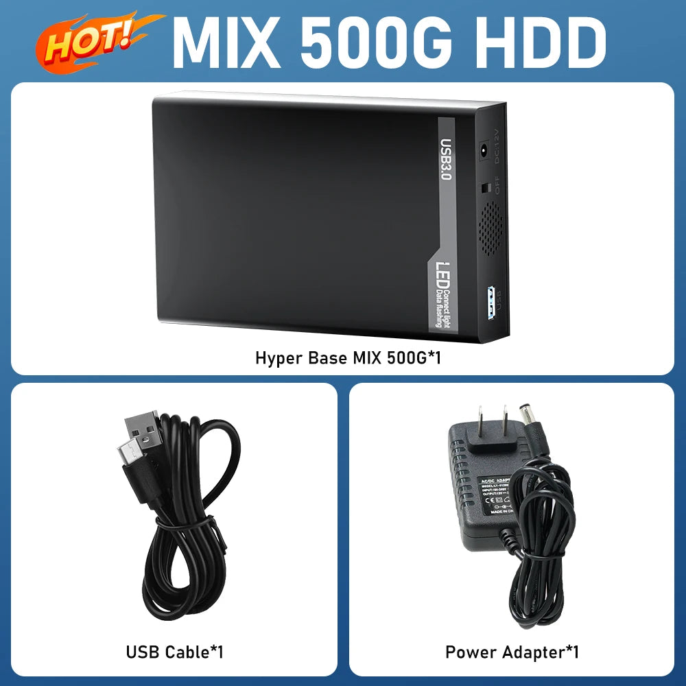 500G Retro Gaming HDD Console with 38200+ Games for XBOX/PS3/PS2/Switch/Wii/WiiU/DC/NES