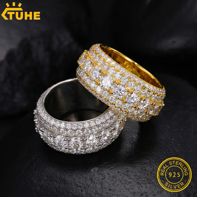 Jewelry Moissanite Rings Pave S925 Sterling Silver