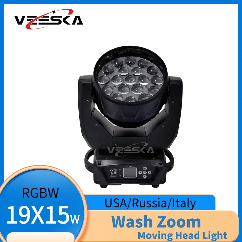 1-10PCS 19X15W Beam Wash Moving Head LED Zoom Lyre Wash Light RGBW Beam Effcect For Dj Light Wedding Party Show flight box