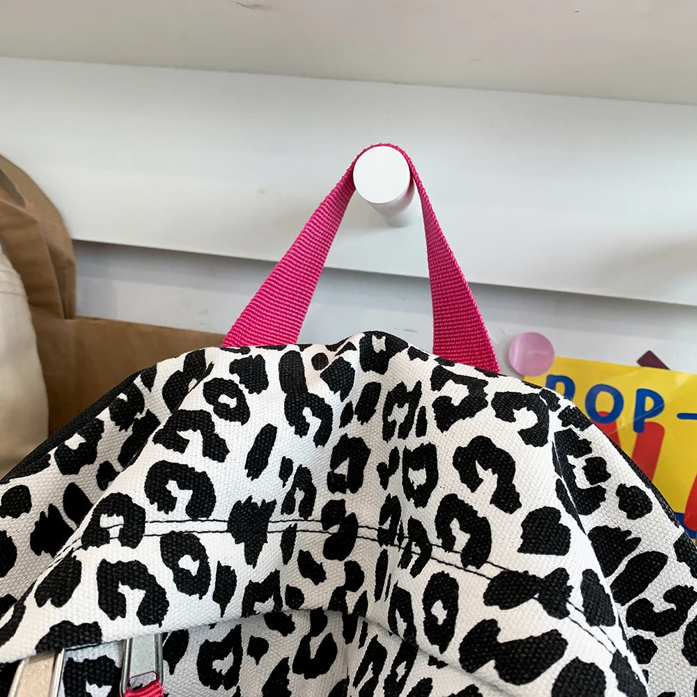 Women Canvas Zebra Cow Pattern Print Backpack Preppy Style Ladies Large Handbags Ladies Girl Backpack Preppy Style Travel Bag