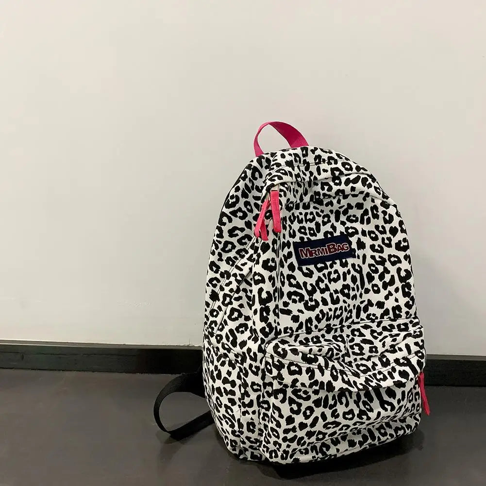 Women Canvas Zebra Cow Pattern Print Backpack Preppy Style Ladies Large Handbags Ladies Girl Backpack Preppy Style Travel Bag