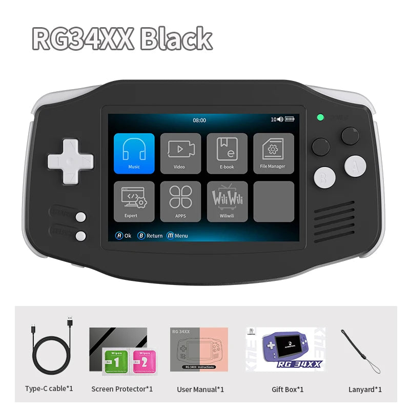 ANBERNIC RG 34XX Retro Handheld Game Console 3.4” HD IPS 720*480 Screen Linux 64-bit Wifi Bluetooth RG34XX Video Gaming Consoles