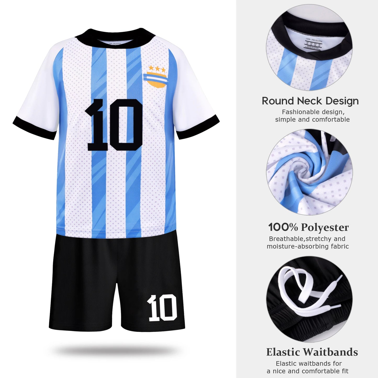 Children's football jersey sports training suit men's and women's 3-piece set loose jersey shorts with stockings