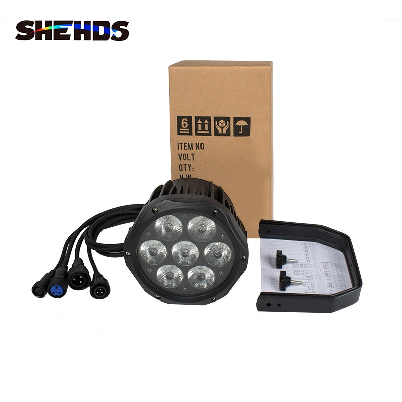 SHEHDS Waterproof LED Par7x18W 6in1 RGBWA+UV Light Outdoor IP65 DMX Effect Stage Professional DJ