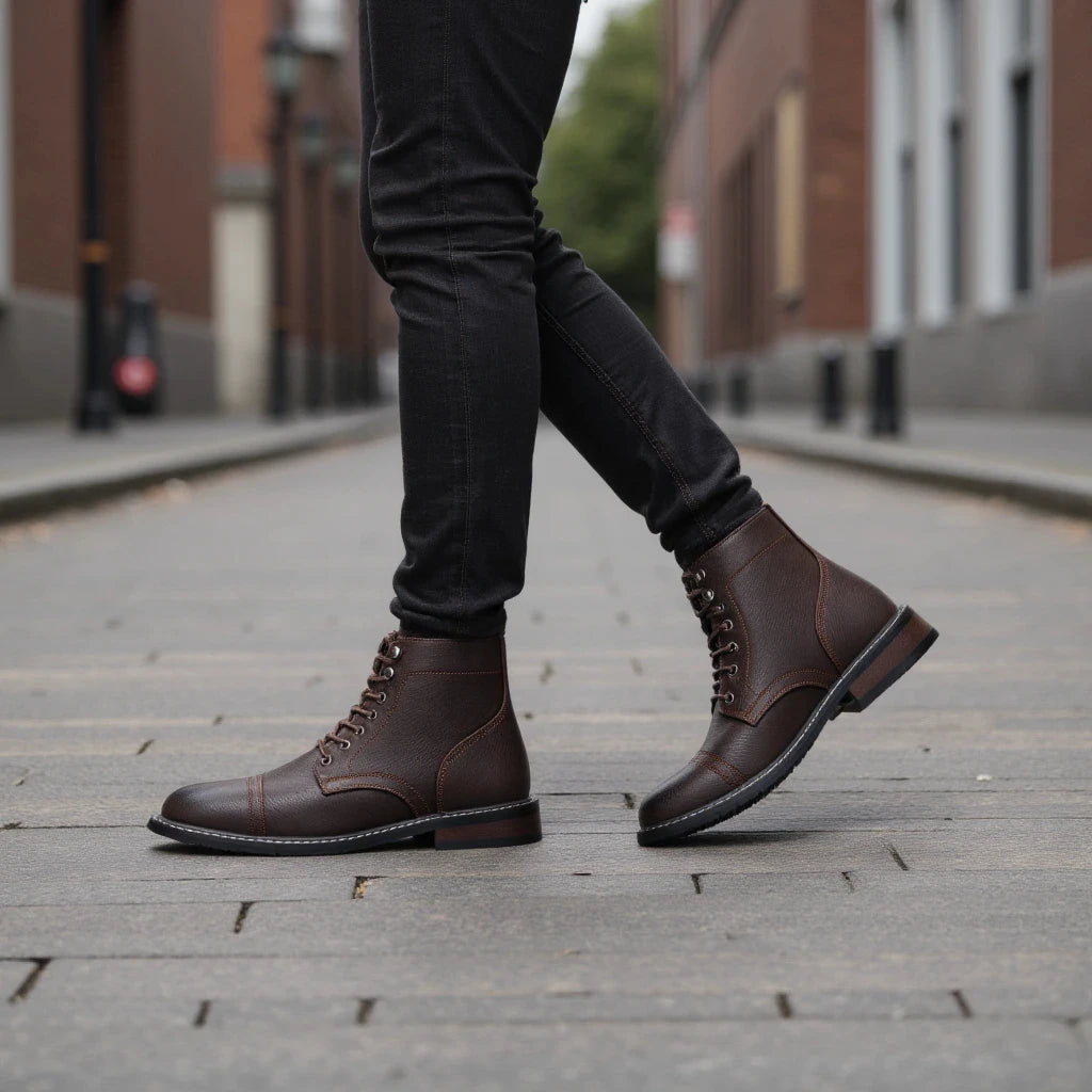 Hecrafted Men Ankle Boots Western Style Comfortable
