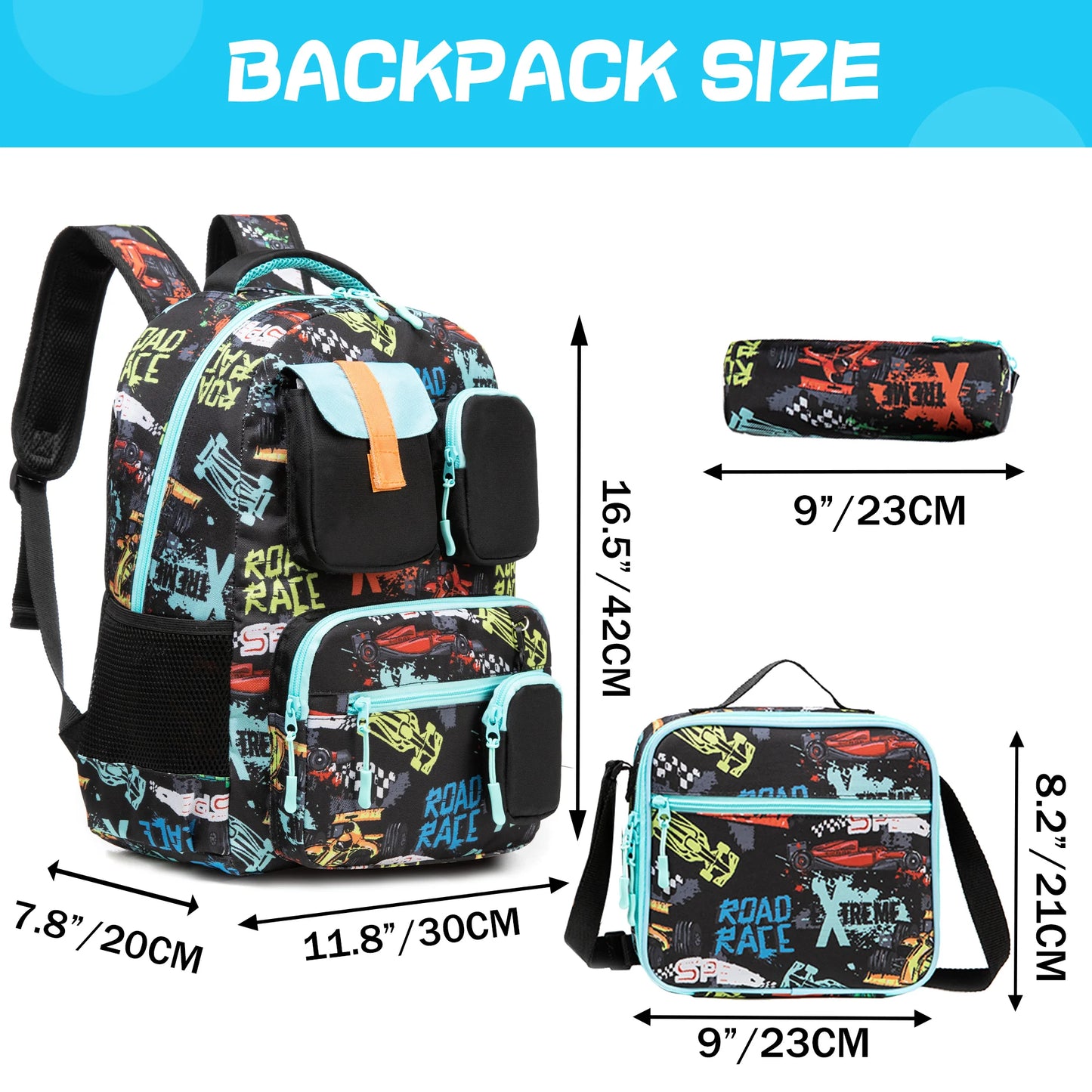 3PCS Backpacks For Boys School Backpacks For Elementary Students Ages 8-10 Kids Aesthetic Backpack Set