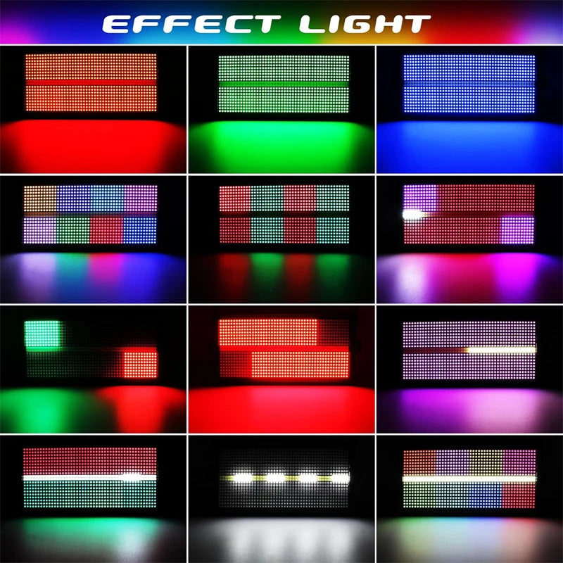 Kinusdjs LED Strobe RGBW LEDs 8+8 Segment Strobe Flash Light Professional DJ Disco Party Club KTV Concert Stage Lighting