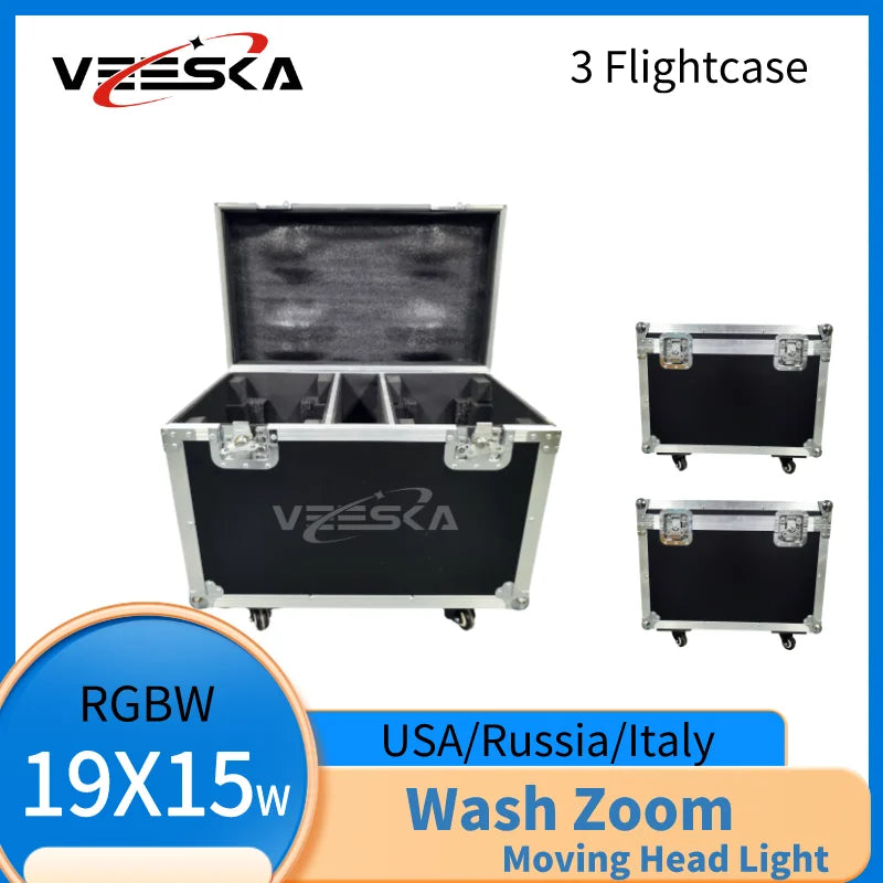 1-10PCS 19X15W Beam Wash Moving Head LED Zoom Lyre Wash Light RGBW Beam Effcect For Dj Light Wedding Party Show flight box
