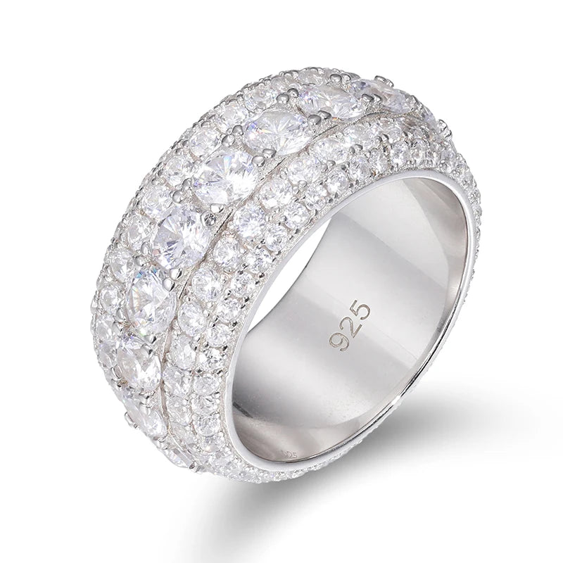 With Certificate Moissanite For Men Silver Rings