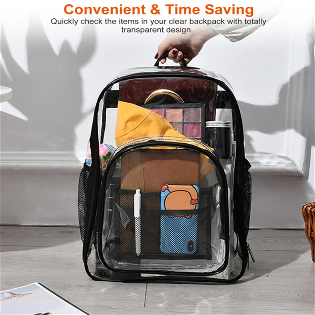 Large Clear Backpack For School Bookbag Heavy Duty Transparent Backpack Waterproof PVC Clear Backpack with Reinforced Strap