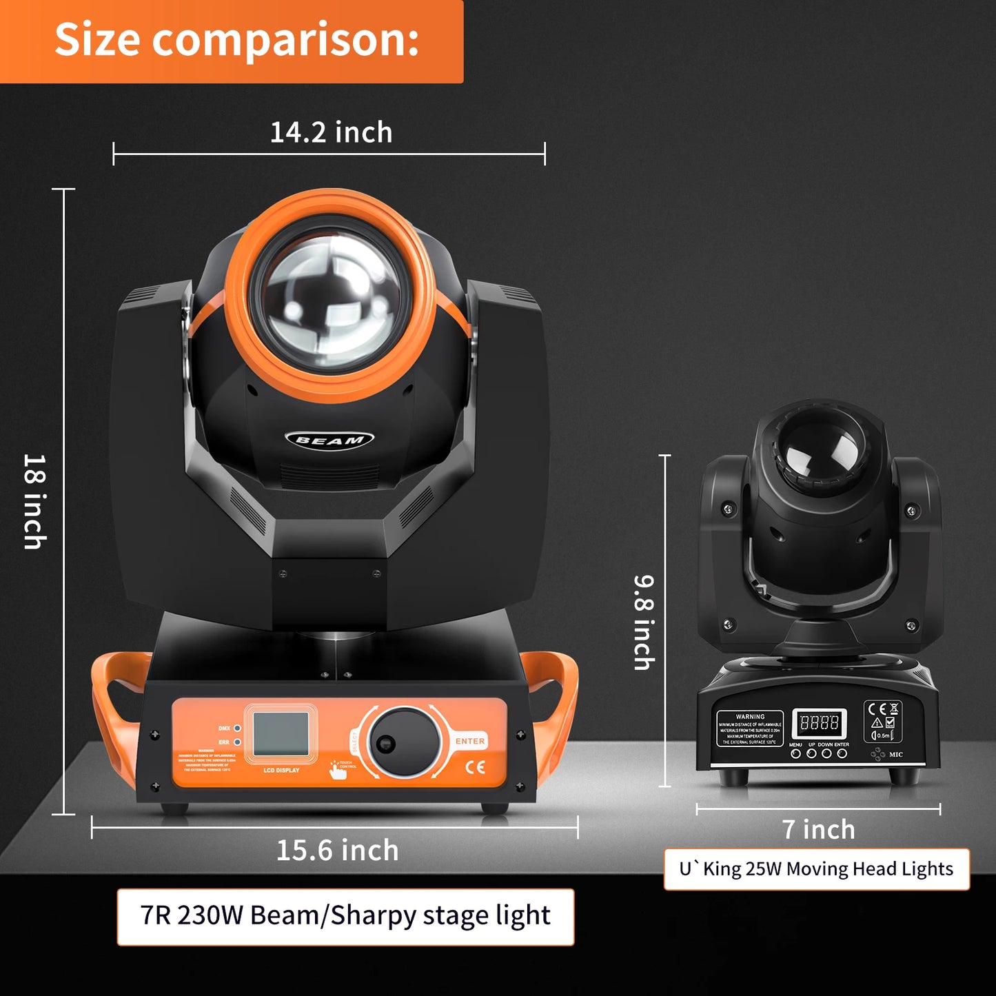 U'King 230W Moving Head Stage Light 16CH DMX512 Beam 7R DJ Projector Disco Party Show Professional Stage Equipment Effect Light