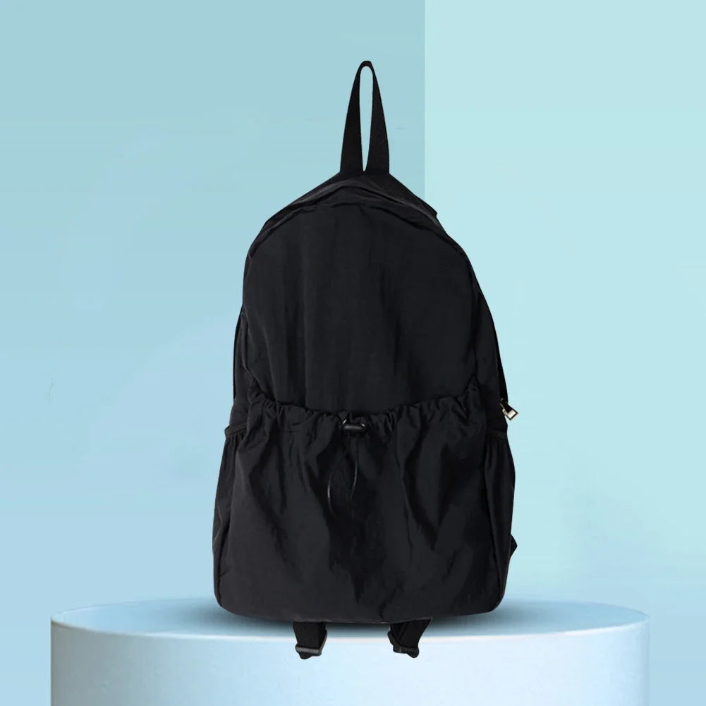Ladies Backpack Nylon Fashion Women Middle Student Backpack Light Weight Large Capacity Portable Drawstring Teenage Girls Boys
