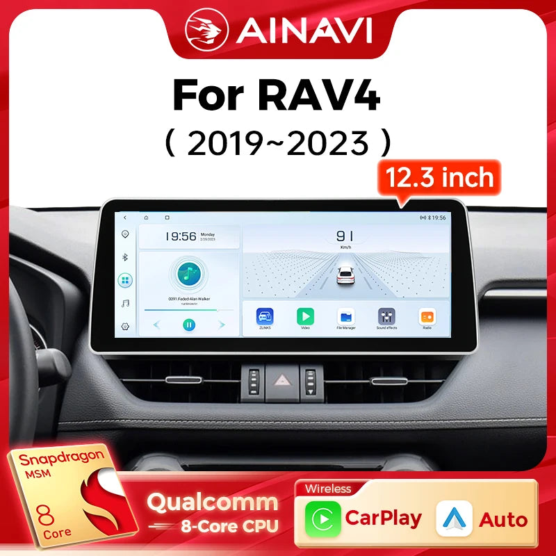 Ainavi 12.3 Inch For Toyota RAV4 RAV 4 2019-2023 Multimedia Player