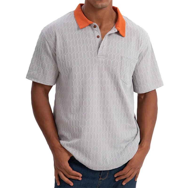 Men s Short Sleeve Patchwork Turn Down Collar Button Up Casual Shirt Fit Summer Fashion Top Streetwear