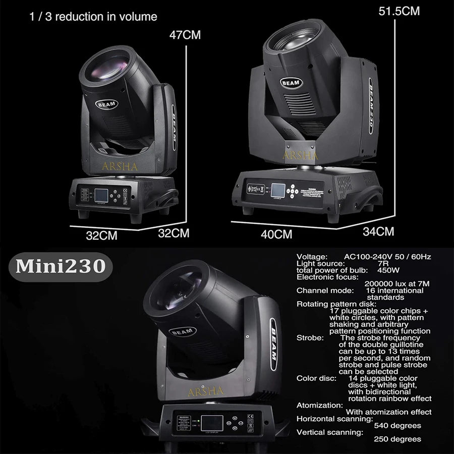 No Tax 4Pcs Mini Beam 230W 7R Moving Head Light Professional Stage Beam Lighting for Show Disco Dj Club Light Nightclub DMX