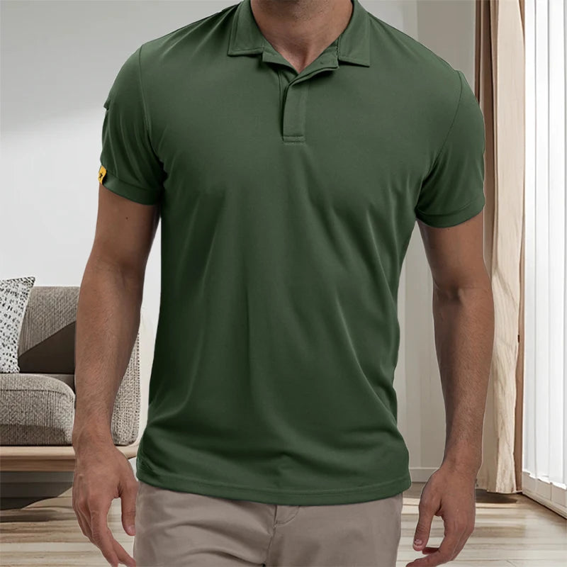 Men s Casual Short Sleeve Button Down Shirt with Turn-down Collar Solid Color Summer Top for Daily Wear and Outings