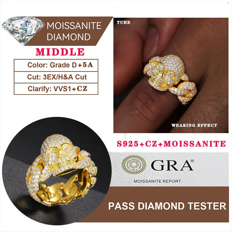 Mouth Rings Silver Moissanite For Men Jewelry