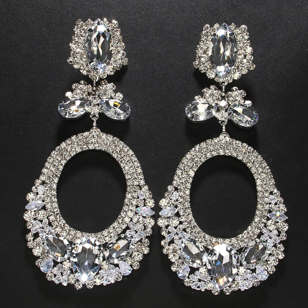 Geometric Earrings Big Crystal for Women Jewelry