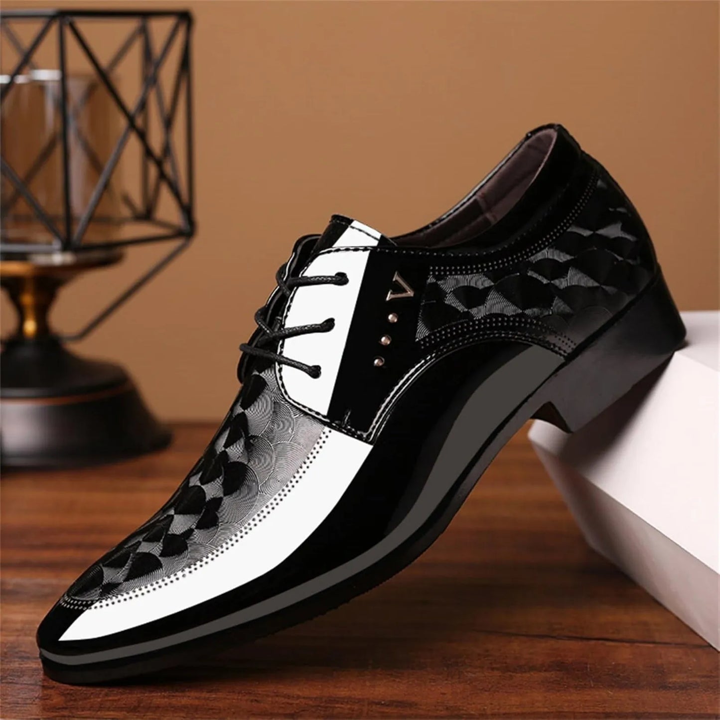 Mens Moire Pattern Oxford Shoes Formal Dress Lace Up Italy